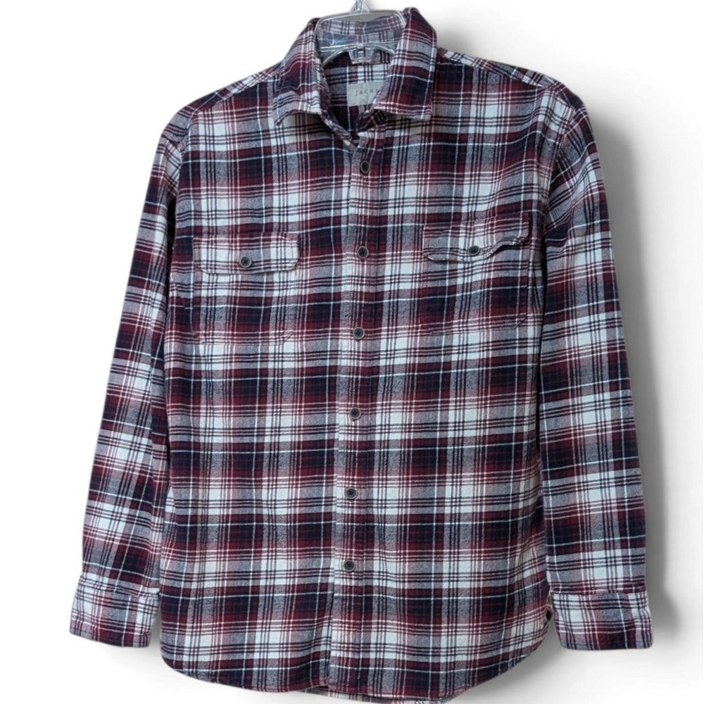 JACHS NY Mens XL Heavy Flannel Shirt Red Navy Plaid Cotton 974954